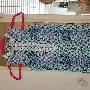 Lilly Pulitzer Midi Summer Dress 👗 Size 10, Color Blue & White 🤩🤩